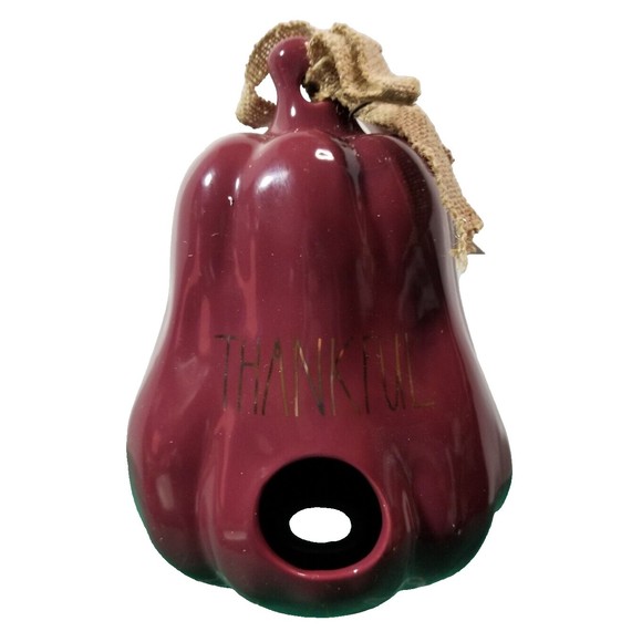 Rae Dunn "THANKFUL" Fall Decor Ceramic Eggplant Birdhouse Use Outside OR Inside! - Picture 2 of 6